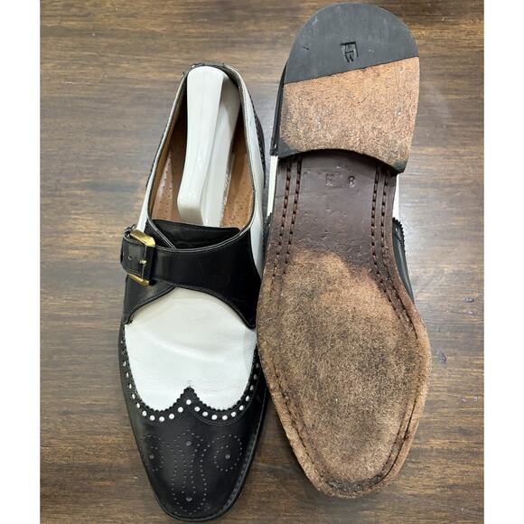 Magnanni Monk Strap Leather Black White Spectator Dress Shoes Buckle US 8 /EU 41 main image 7